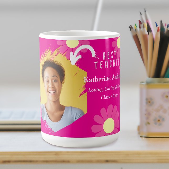 Taza De Café Daisy Best Teacher Photo Red (Daisy best Teacher Red Coffee Mug.)