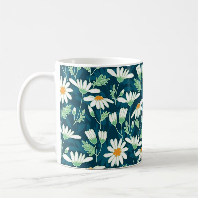 Taza De Café Daisy Ditsy Chamomile Impresión romántica (Izquierda)