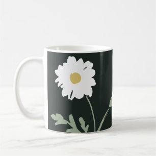 Taza De Café Daisy en Blanco y Negro & Texto Personalizado Gran