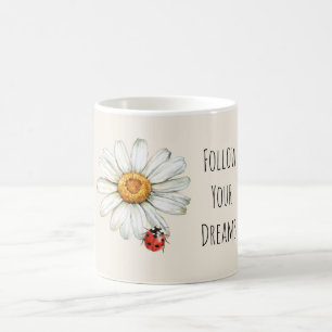 Taza De Café Daisy Flor Roja Negra Mariquita