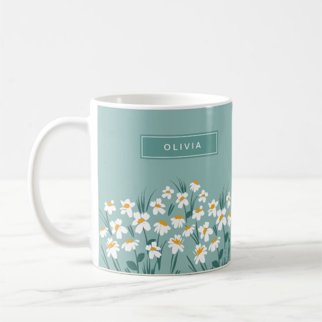 Taza De Café Daisy floral moderno personalizado lindo y elegant (Izquierda)