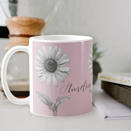 Taza De Café Daisy Flower Baby Personalizable Rosa