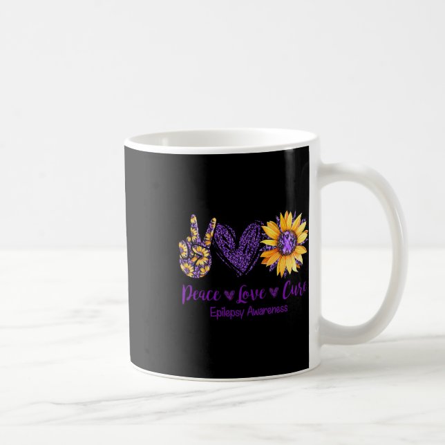 Taza De Café Daisy Peace Love Cure Epilepsia Conciencia Purple  (Derecha)
