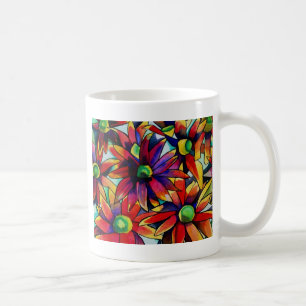 Taza De Café Daisy Straw flores silvestres multicolores arte