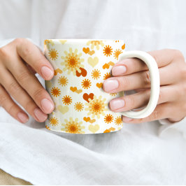 Taza De Café Daisy y corazón amarillo