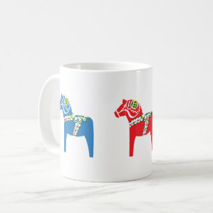 Taza De Café Dalahäst verde, rojo y azul