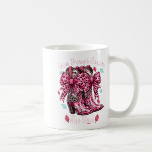 Taza De Café Dale la bota al cáncer de seno Nk Cowgirl Western