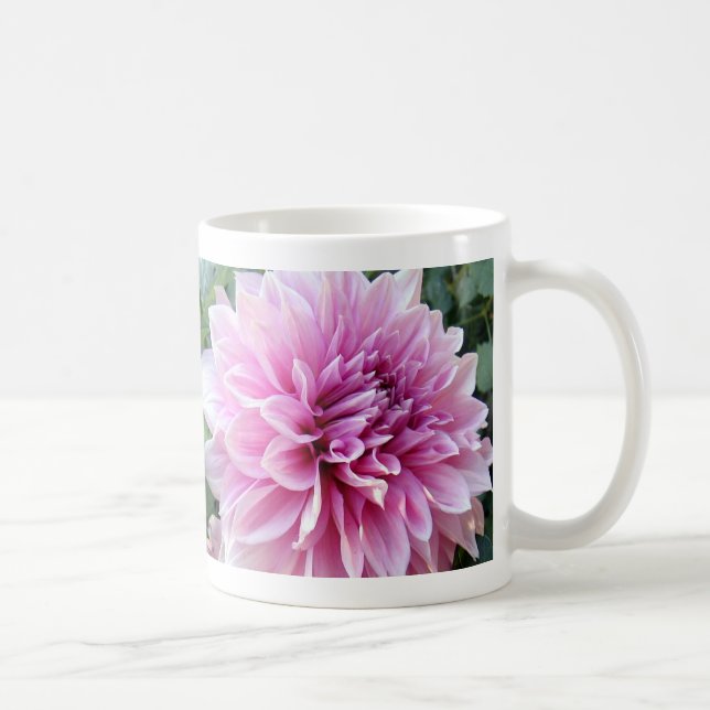 Taza De Café Dalia rosada y blanca (Derecha)