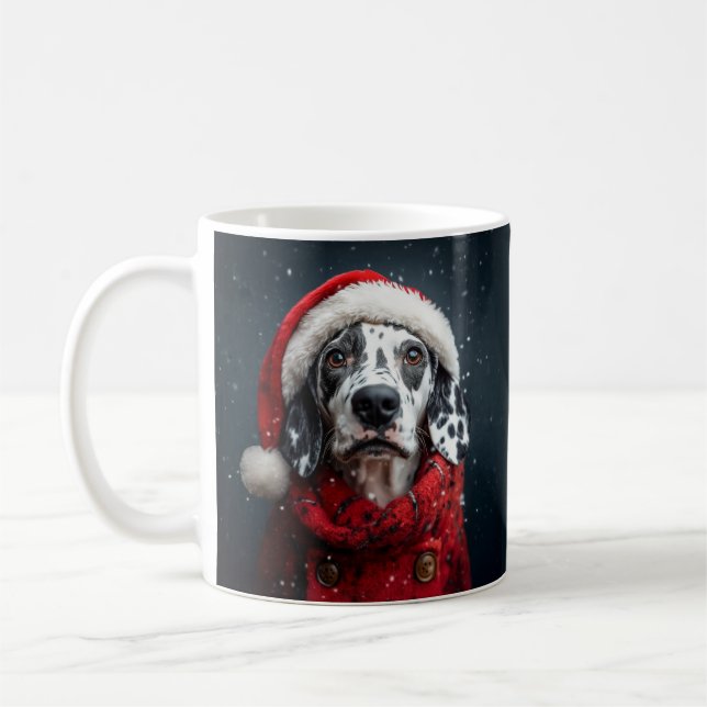 Taza De Café Dalmacia festiva en Santa Attire (Izquierda)