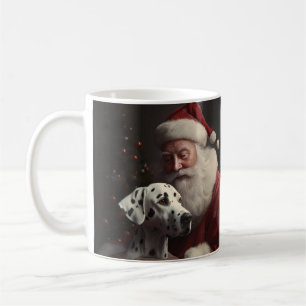 Taza De Café Dálmata con Santa Claus Navideño Festivo