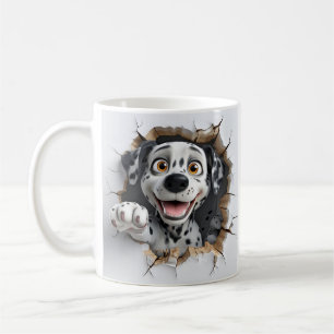 Taza De Café Dálmata de dibujos animados en 3D rompiendo alegre