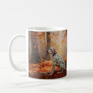 Taza De Café Dálmata en Otoño las Hojas Caídas Inspiran