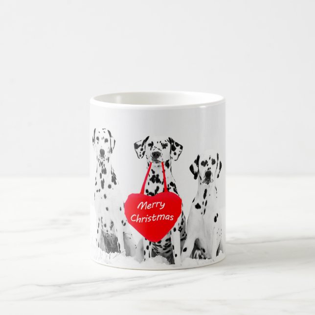 Taza De Café Dálmatas con ganas de ser feliz en Navidad (Centro)