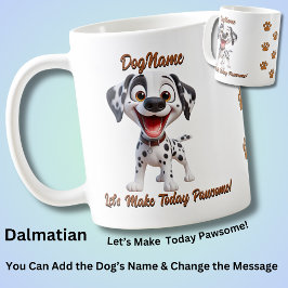 Taza De Café Dalmatian, agrega nombre de perro, cambia texto