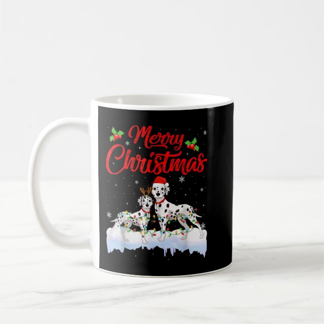 Taza De Café Dalmatian Dog Christmas Lights Funny Hat Santa Xma (Izquierda)
