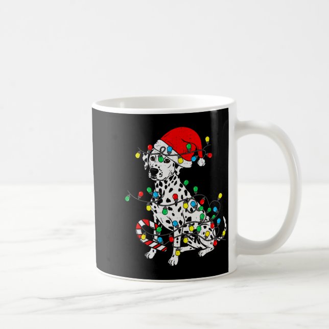 Taza De Café Dalmatian Dog Christmas Lights Santa Xmas Pet Dog  (Derecha)