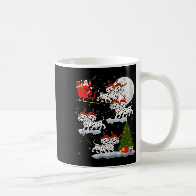 Taza De Café Dalmatian Dog Santa Sleigh Flying Funny Magical Ch (Derecha)