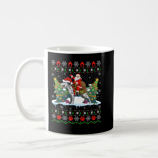 Taza De Café Dalmatian Dog Ugly Xmas Santa Riding Christmas 241 (Izquierda)
