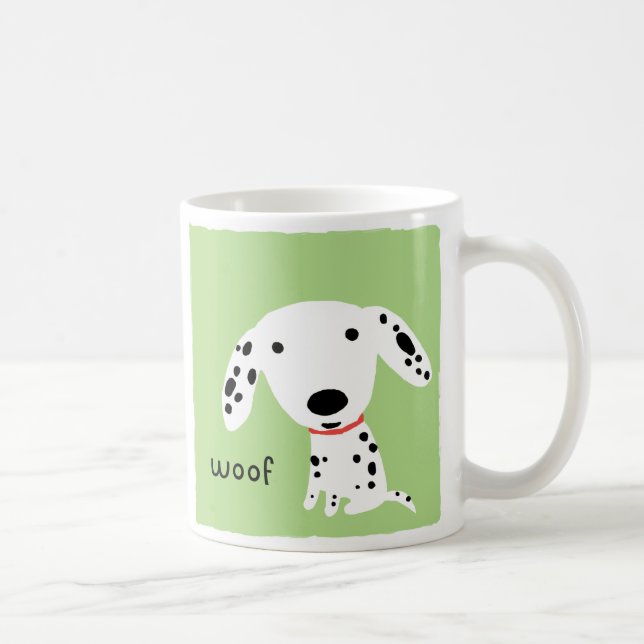 Taza De Café Dalmatian Woof | Perro de cachorro (Derecha)