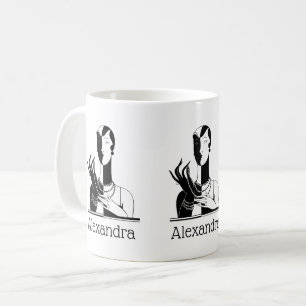 Taza De Café Dama Art Deco Vintage Con Perlas Negro Transp