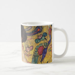 Taza De Café Dama Art Nouveau Vintage con pintura de abanico