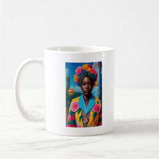 Taza De Café Dama con chaqueta de traje floral