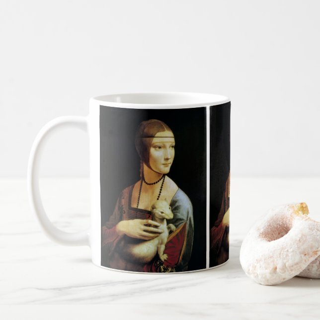 Taza De Café Dama con un armiño de Leonardo da Vinci (Con donut)