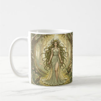 Taza De Café Dama de fantasía en un bosque encantado 