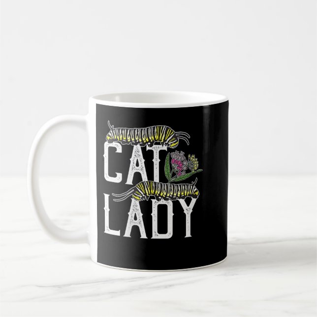 Taza De Café Dama de gato de mujeres - Funny Monarch Butterfly  (Izquierda)