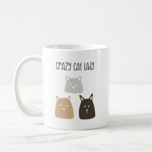 Taza De Café Dama de gato loca (tres gatos)