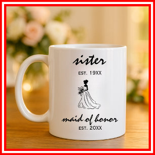 Taza De Café Dama de Honor Boda Moderna Minimalista Elegante