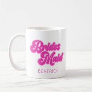 Taza De Café Dama de Honor Bubblegum Rosa Retro Nombre Personal