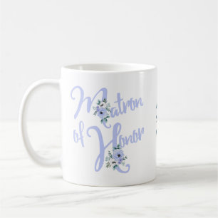 Taza De Café Dama de Honor Carta Floral en Azul Polvoriento Per