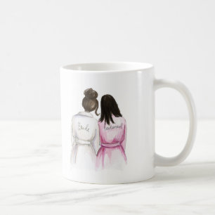 Taza De Café ¿Dama de honor? Criada larga del negro de la novia