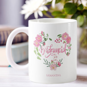 Taza De Café Dama de honor de boda floral