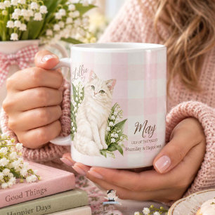 Taza De Café Dama de honor de gato de flor de nacimiento de may