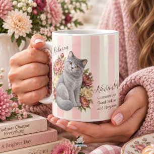 Taza De Café Dama de honor de gato de flor de nacimiento de nov