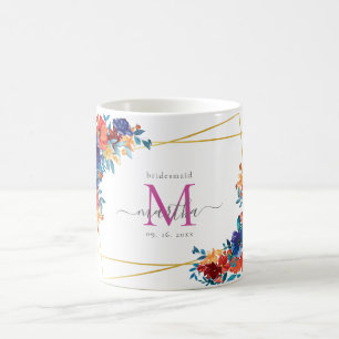 Taza De Café Dama de honor de la fiesta mexicana de acuarela mo