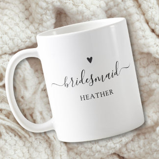 Taza De Café Dama de Honor de Letra Caligráfica Simple y Elegan