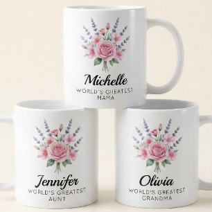 Taza De Café Dama de honor   Día de la Madre Floral Abuela Nomb
