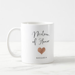 Taza De Café Dama de Honor Escritura Moderna y Corazón