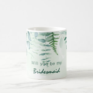 Taza De Café Dama de honor eucalipto verde