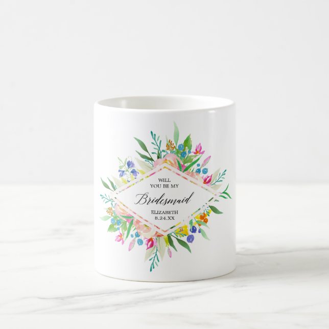 Taza De Café Dama de honor floral del diamante (Centro)