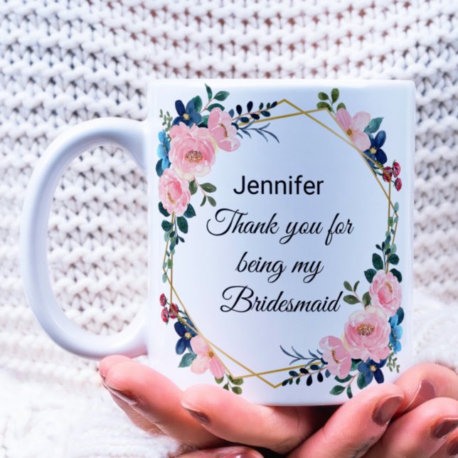 Taza De Café dama de honor gracias boda de guerra botánica (Subido por el creador)
