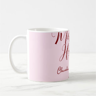 Taza De Café Dama de honor malva nombre fecha rosa pastel novia