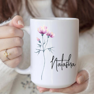 Taza De Café Dama de honor Mamá Chicas Flor Acuarela Personal