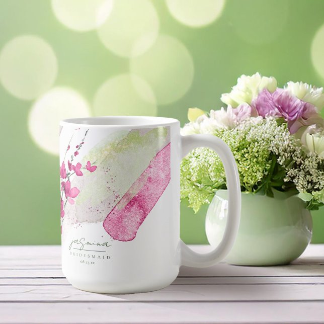 Taza De Café Dama de honor para boda de flores silvestres fucsi (Subido por el creador)