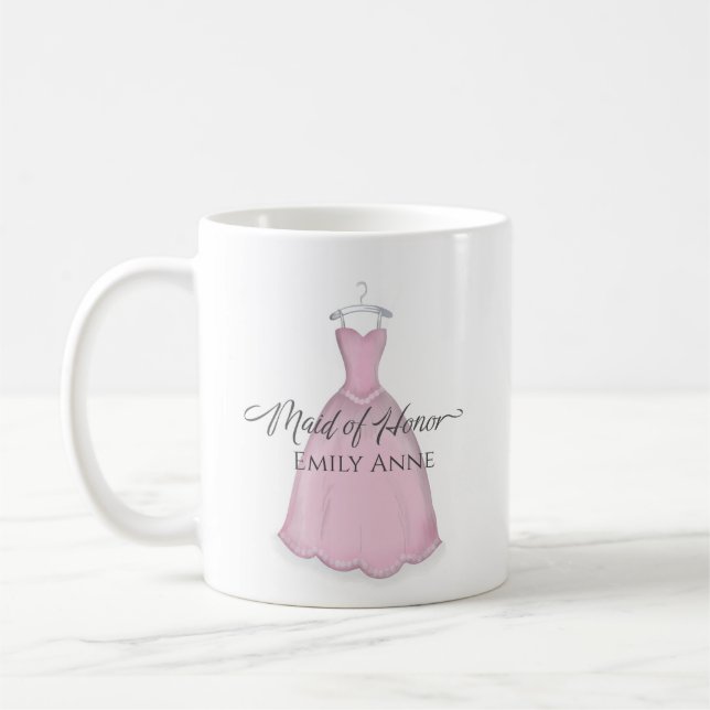 Taza De Café Dama de honor personalizada simple y linda rosa Da (Izquierda)