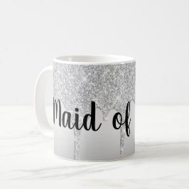 Taza De Café Dama de Honor Plateada con Brillo