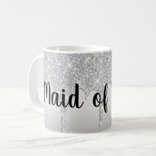 Taza De Café Dama de Honor Plateada con Brillo
